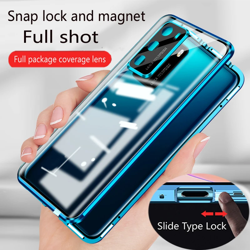Oppo Reno 12 - Dubbelzijdige gehard glazen metalen magnetische telefoonhoes