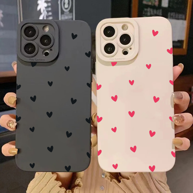 Samsung Galaxy A55 - Zwarte Love Heart beschermhoesjes voor Samsung