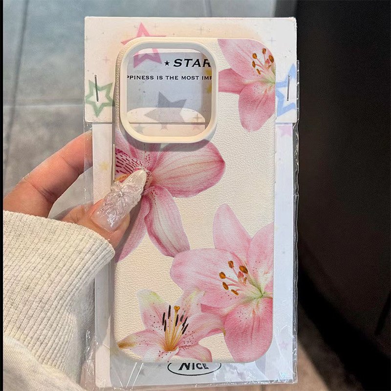 Samsung Galaxy A55 - Roze Lelie Lychee Textuur Telefoon Case